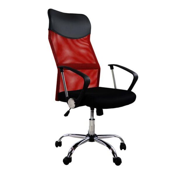 Office chair HM1000.07 Black Red Mesh chromed leg 61x58x118