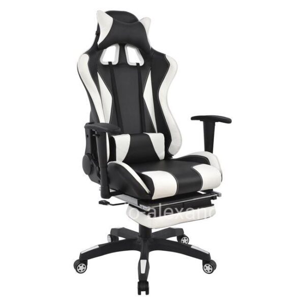 Office Gaming chair HM1063.04 Speed Black and White with footstep 68 x 71