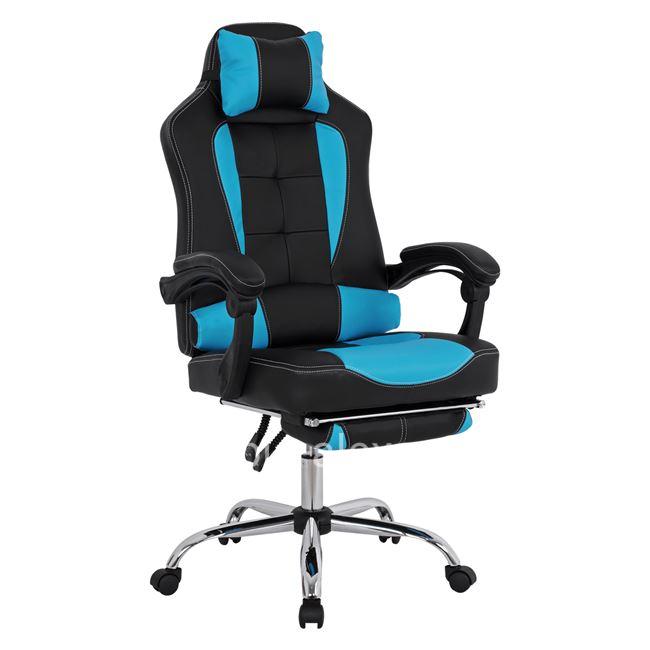 Office Gaming chair with footstep HM1055.08 Synchro Black and Light blue 66x67x130 cm