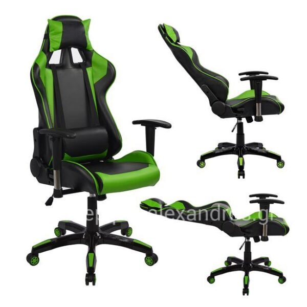 Office Gaming chair HM1056.03 Racing Black and Green PU 67x70x134 cm