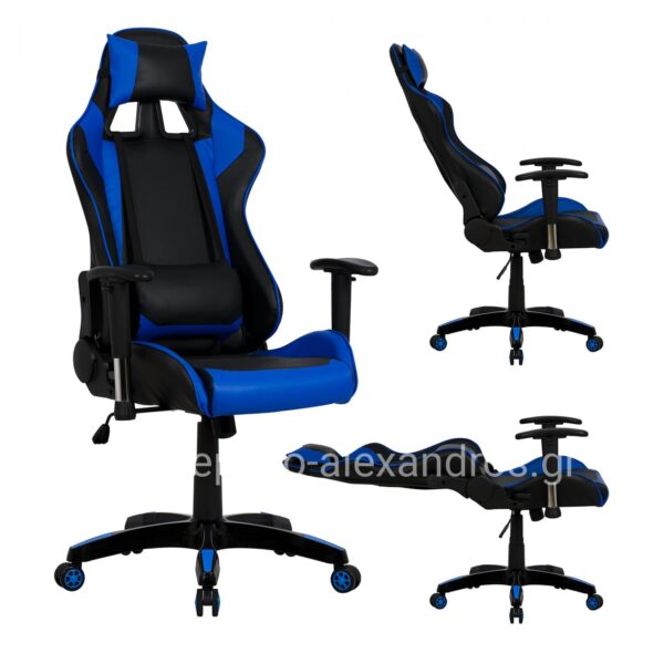 Office Gaming chair HM1056.08 Racing Black-Blue PU 67x70x134 cm