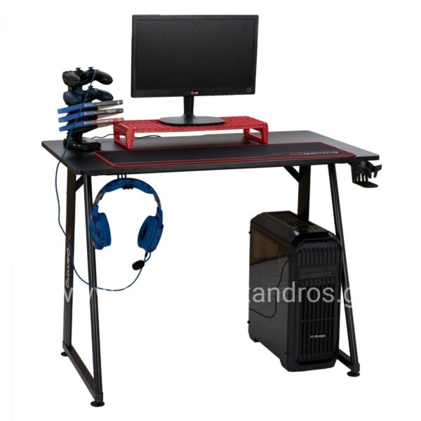 PRO GAMING DESK WITH BLACK LEGS AND CARBON SURFACE HM8780 100-116Χ60X75Υ cm.