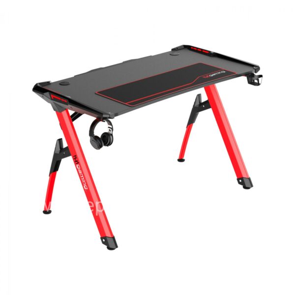 Gaming Desk Pro RGB Led Red Leg and Carbon Dektop HM8568 120x64x77 cm.