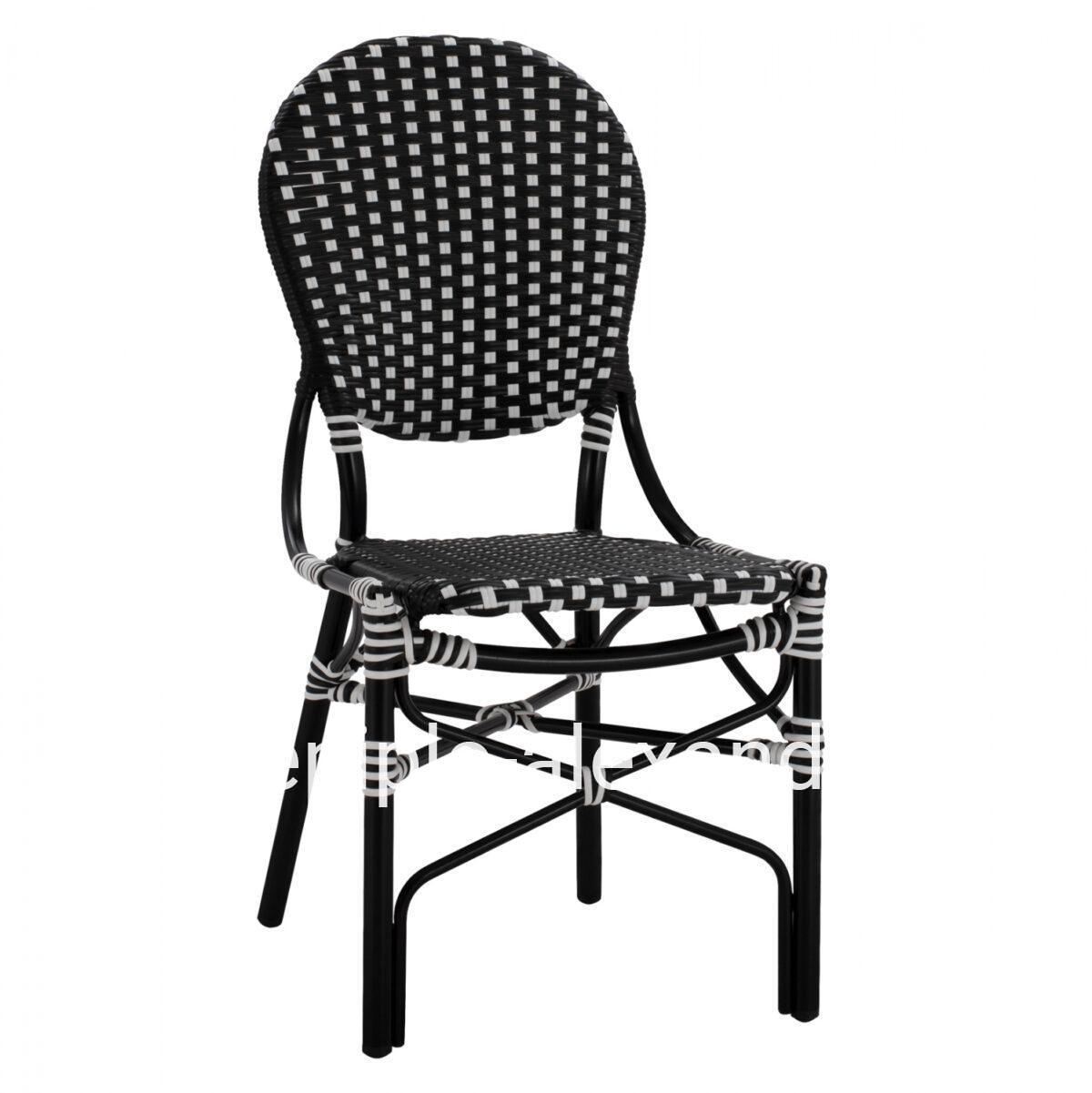 ALUMINUM CHAIR BAMBOO LOOK WITH WICKER BLACK WHITE HM5792.02 46x60x96 cm.