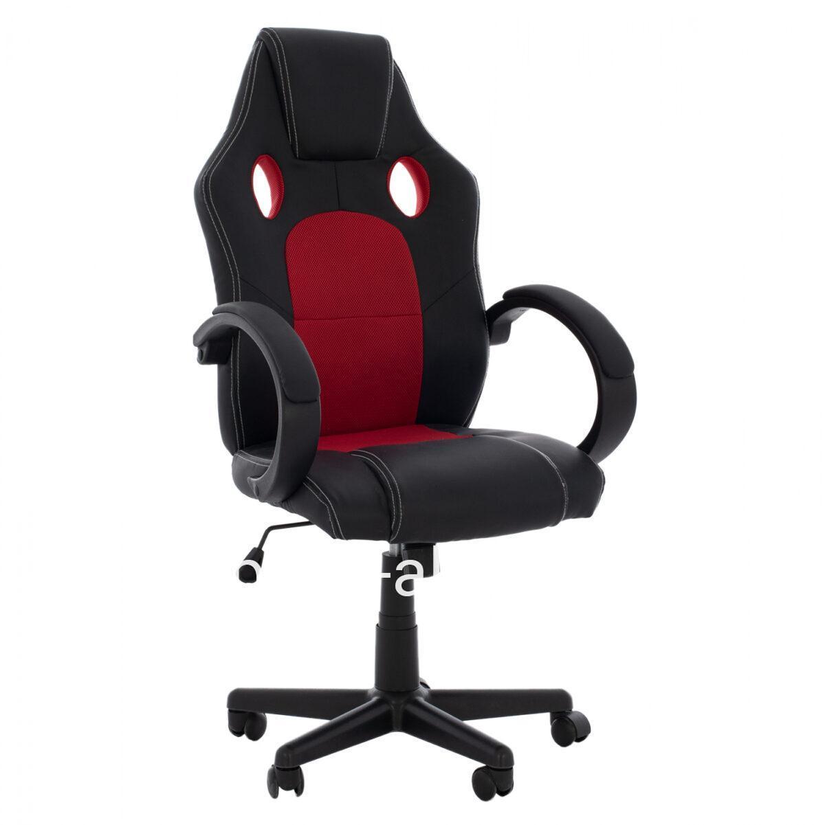 Office chair gaming bucket HM1041.01 black pu with red mesh fabric 60x68x117