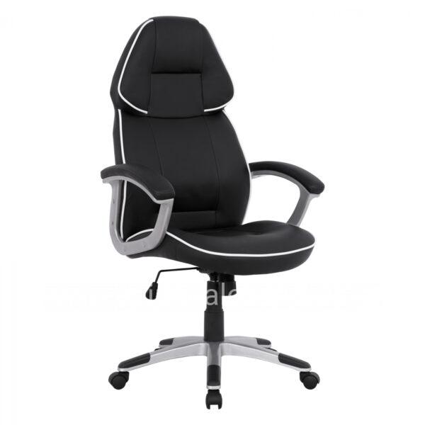 Office chair gaming bucket HM1007.04 black PU and white stripe 69x68x(119-127)cm