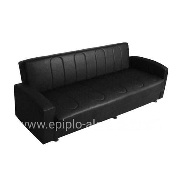 Sofa/Bed 3 seater Dimos with Faux Leather Black HM3031.02 220x80x95 cm