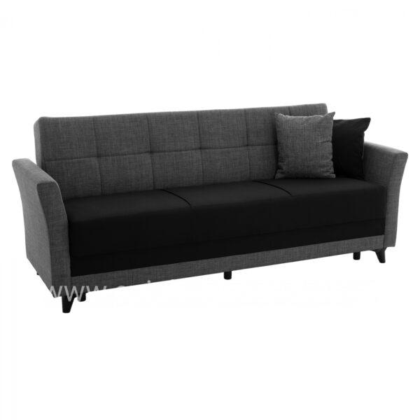 SOFA BED 3 SEAT HM3172.01 BLACK WITH TWO-COLOR PILLOW GRAY-BLACK