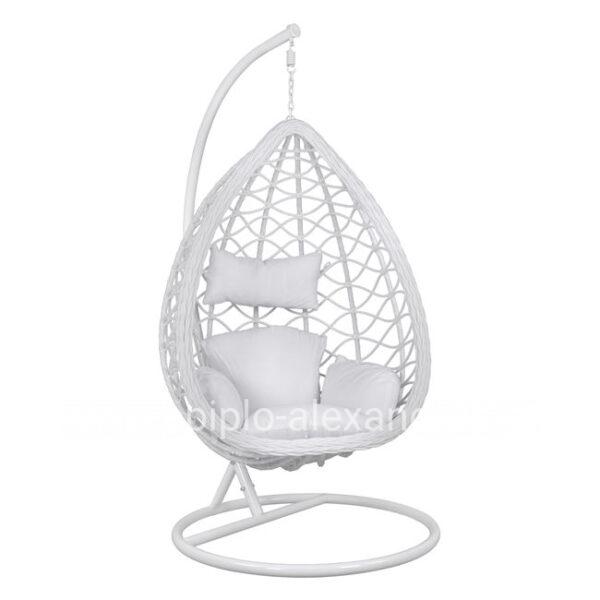 Hanging Armchair nest HM5677.02 with white wicker & pillows Diameter 105x195cm