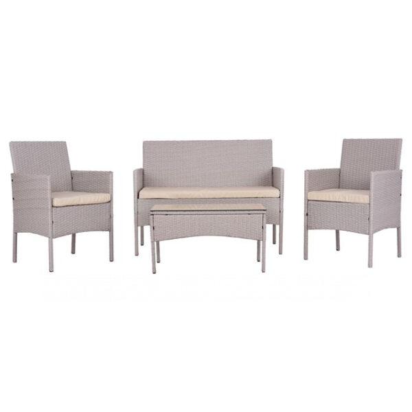 Set Living Room 4 pieces Grey Rattan HM5290.02 with pillows