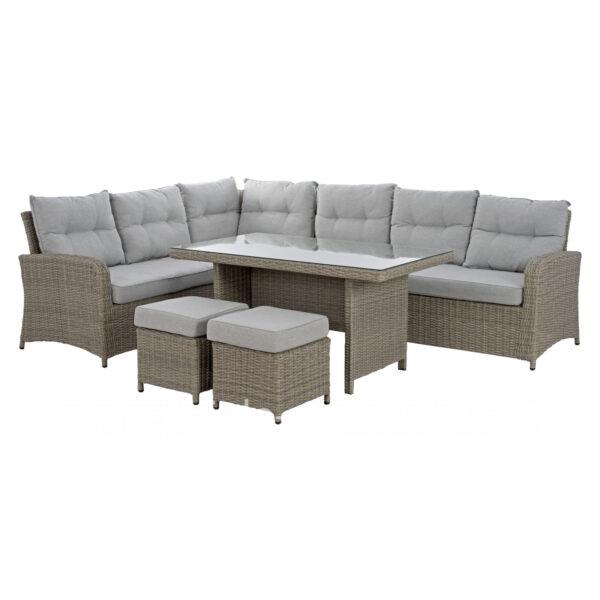 LIVING ROOM SET ALUMINUM WITH TWO STOOLS AND TABLE GRAY HM5144.21