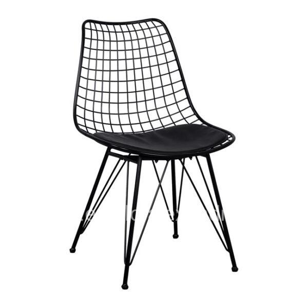 Chair Ezra Metallic Black with PU Black Pillow HM8562.01 49x58x83.5 cm
