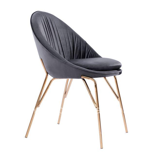 Chair Kelsey HM8684.01 Velvet Grey with gold legs 59x61x84