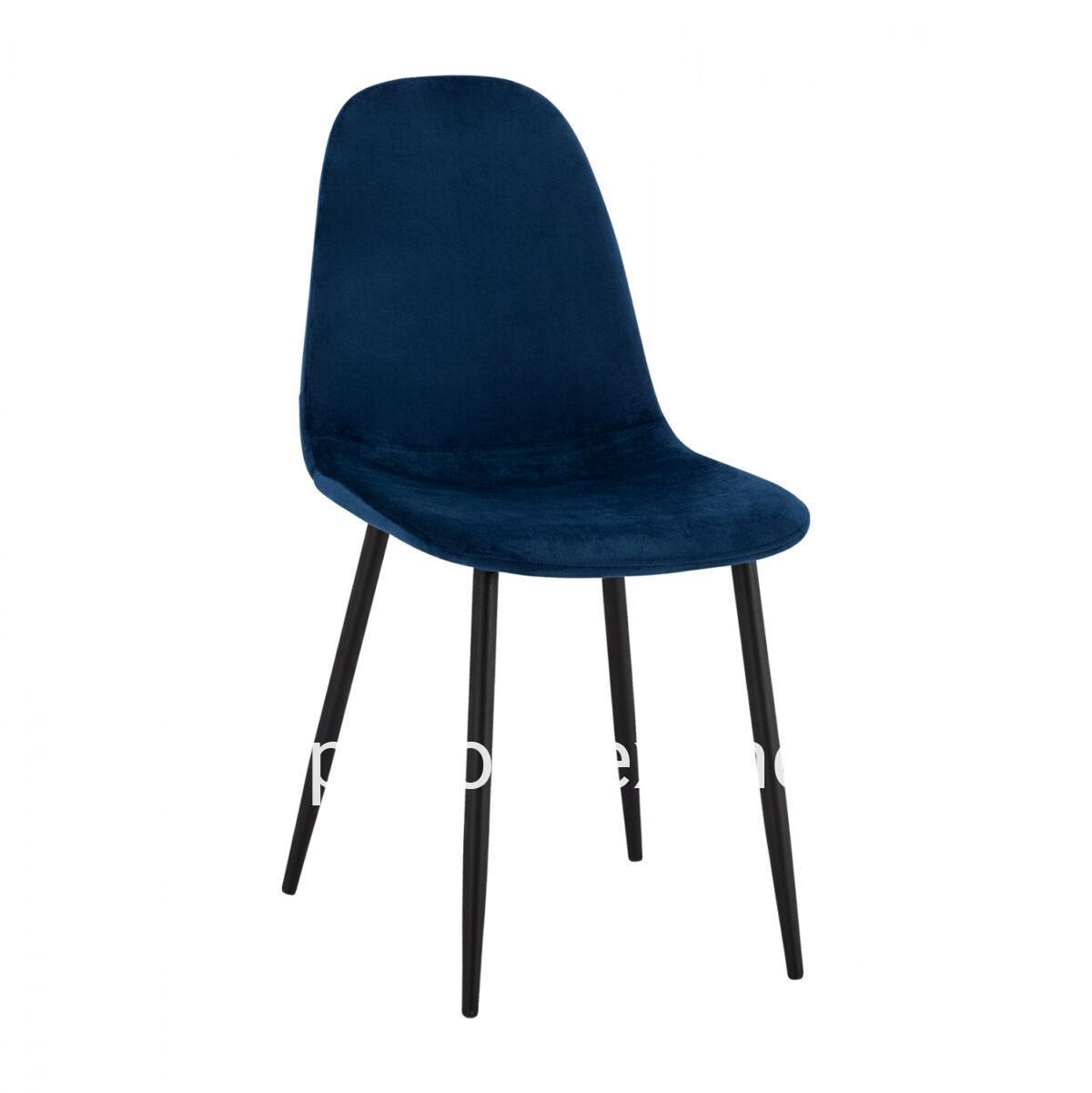 Chair Leonardo Velvet Blue with Metallic Legs HM00100.08 43x54x88 cm.