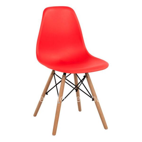 Chair with wooden legs and seat Twist PP Red HM8460.04 46x50x82 cm