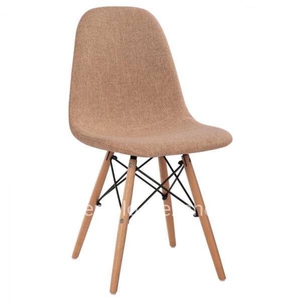 Chair with wooden legs and seat Beige fabric Twist HM0126.53 44x53x81
