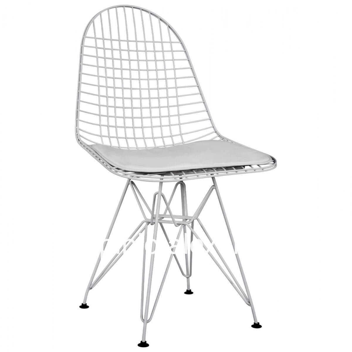 Chair Metallic white with pillow HM8230.01 49x52x85