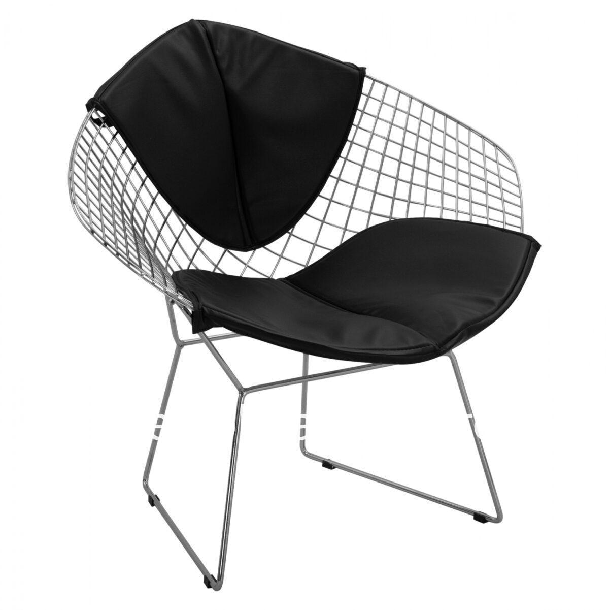 Chair-Armchair Cloe HM8045.100 chromed with black PU 81x67x79 cm