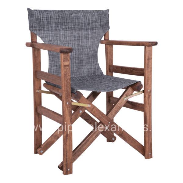 Director's chair Naxos Walnut with 2x1 Textline grey HM10289.10 60x51x86 cm