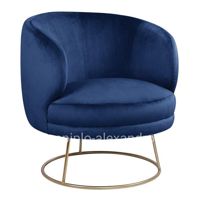 armchair Arien HM8403.08 in blue velvet with golden base 80x75x82 cm.