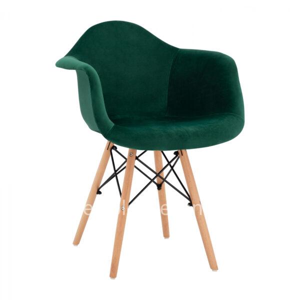 Armchair with wooden legs & Cypress Green Velvet Mirto HM8720.03 62x62x80 cm.
