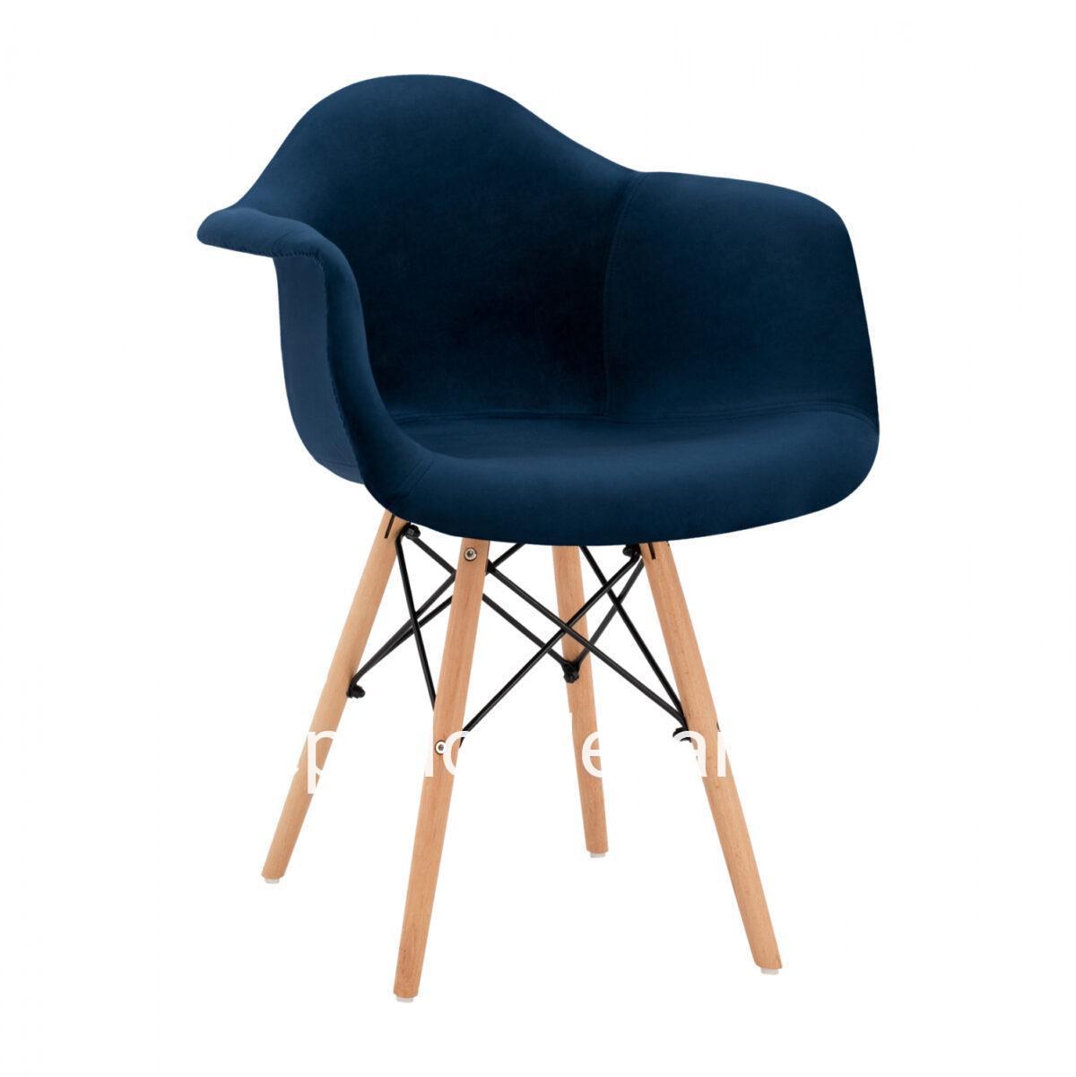 Armchair with wooden legs & Velvet Blue Mirto HM8720.08 62x62x80 cm.