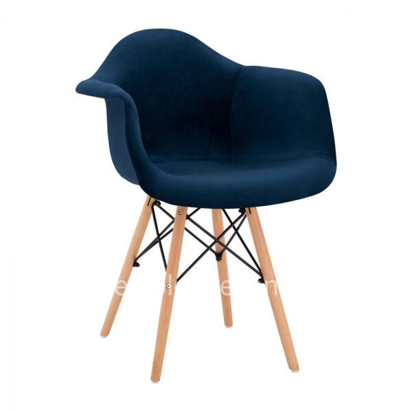 Armchair with wooden legs & Velvet Blue Mirto HM8720.08 62x62x80 cm.