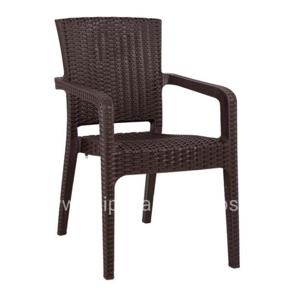 Polypropylene armchair Rattan HM5590.10 Grey color 58x55x87 cm.