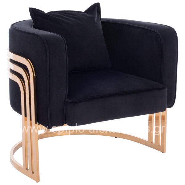 TIANA ARMCHAIR WITH GOLD METAL FRAME AND LOW BACK IN A SEMI-CIRCULAR ARRANGEMENT HM8738.04