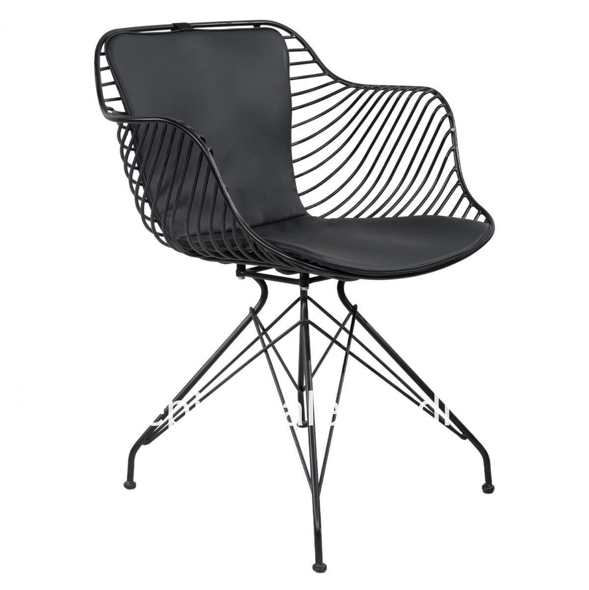 Chair Austin Metallic Black with PU Black Pillow HM8564.01