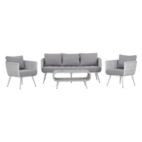 Set Living Room 4 pieces Aluminum with wicker White HM5282.12