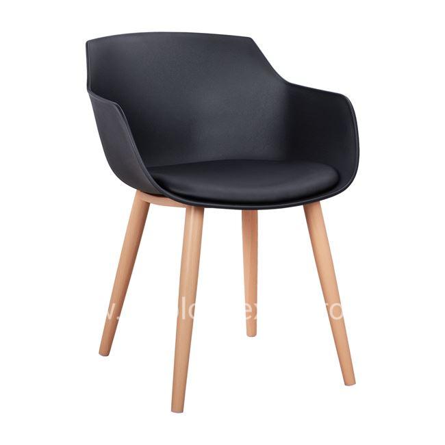 DINING CHAIR LUCIE BLACK WITH METALLIC LEGS 56X57X80 CM