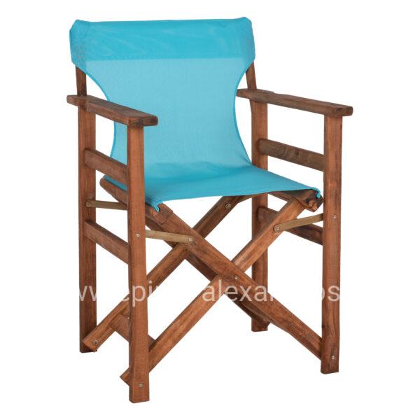 DIRECTOR'S CHAIR LIMNOS HM10368.08 IN WALNUT COLOR AND SKY BLUE TEXTILENE 57x54x88