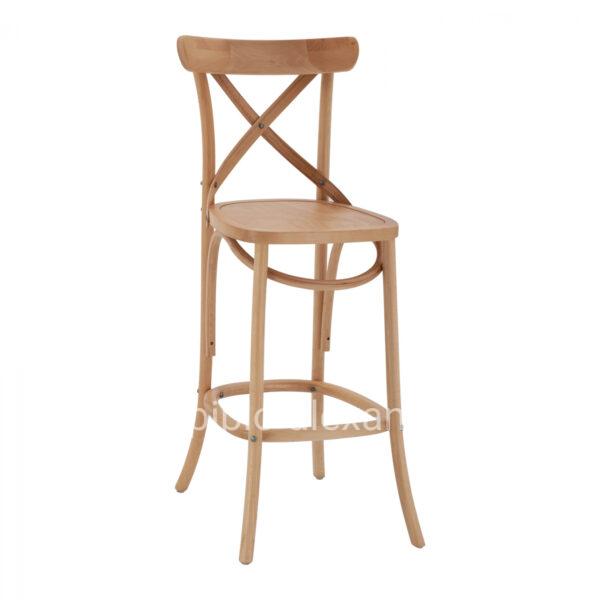 Wooden bar stool HM8750.05 beech wood in dark honey color with polywood seat 46x46x109