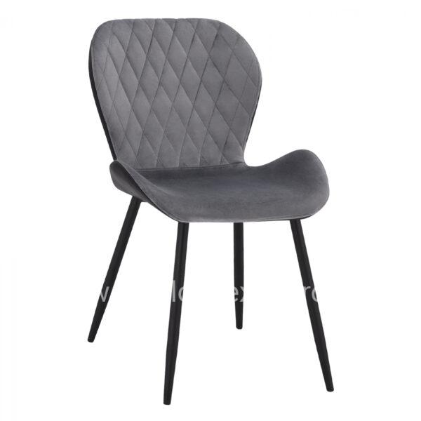 Dining chair Adalyn in black PU and grey velvet HM8729.01 51x58x82 cm.