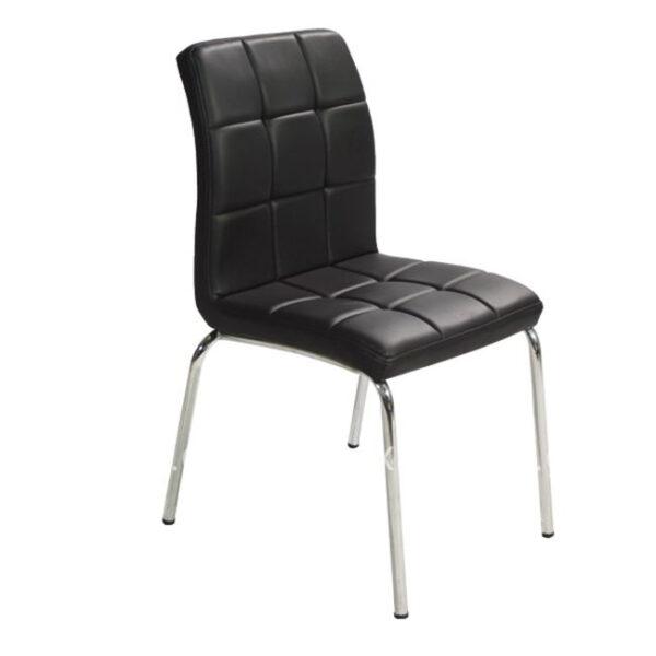 Chair Karina HM006.02 Chromed frame with seat of PU in black color 53Χ44Χ85 cm
