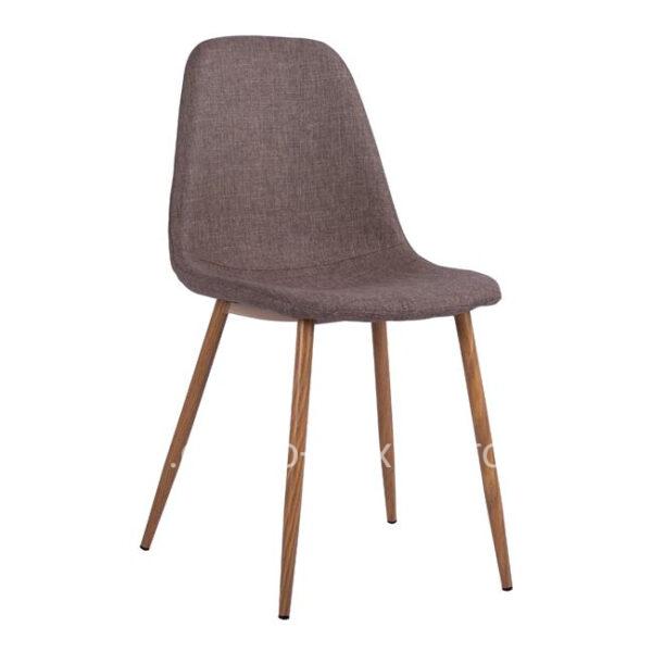 Dining chair Leonardo HM00100.03 with metallic legs and brown fabric 44x55x85Υ cm