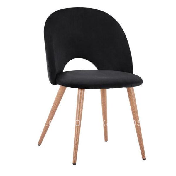 Dining chair Velvet Black and metallick legs HM8544.04 52x49