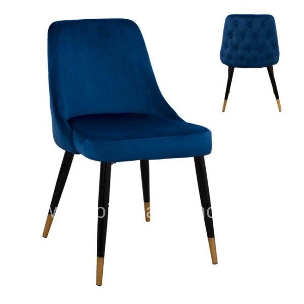 Chair Serentiy HM8527.08 from velvet Blue with metallic frame 51x58x83cm