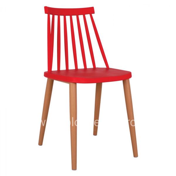 Dining chair HM8052.07 Vanessa red with metallic legs 42