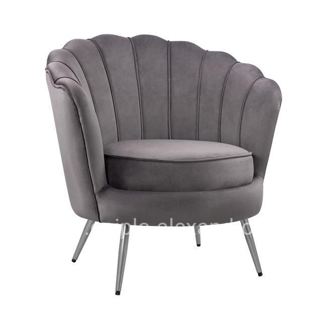 ARMCHAIR, GREY VELVET, SILVER BASE 80X78X85CM