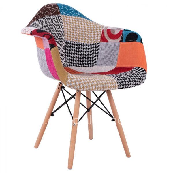 Armchair with wooden legs and Seat Patchwork Mirto HM005.25 63x57x80 cm