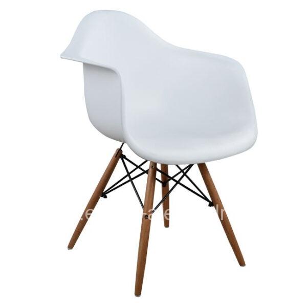 Armchair with wooden legs and white seat Mirto HM005.01 64x60x81 cm