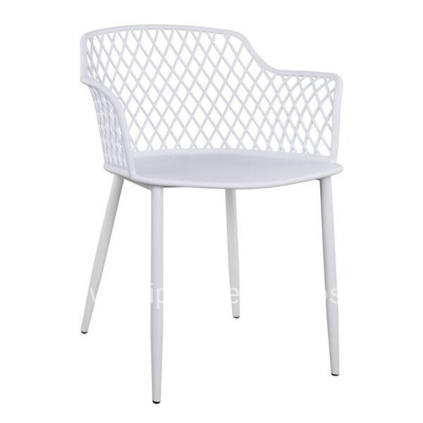 Polypropylene armchair Jocleyn HM8510.01 White with metallic legs 62x55.5x79cm