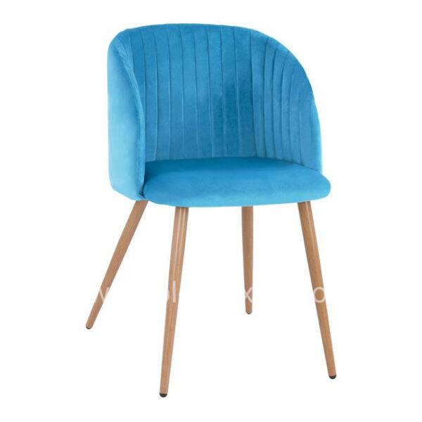 Armchair Leah with velvet Turquoise and metallic legs HM8543.09
