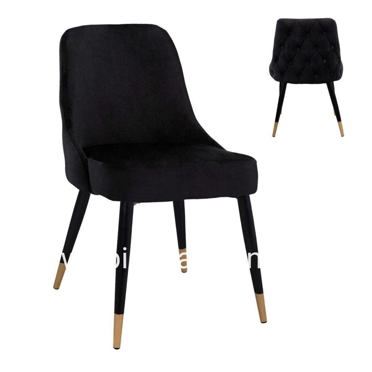 Dining Chair Serenity HM8527.04 Velvet Black with metallic frame 52x61x83cm