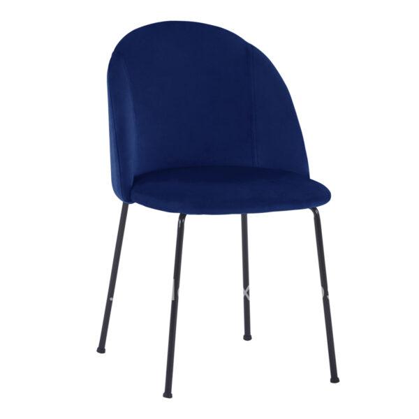 Chair Clara Velvet Blue and Metallic Legs Black Matte HM8545.08 50x54x79 cm