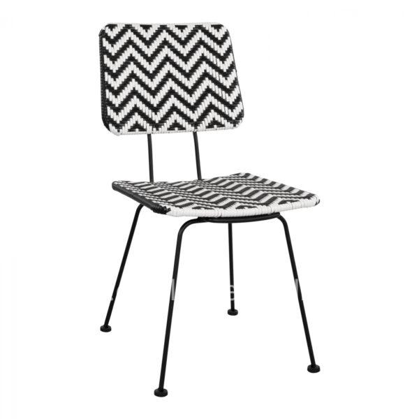 Metallic chair Allegra HM5693 with wivker Black-White 46x56x88cm