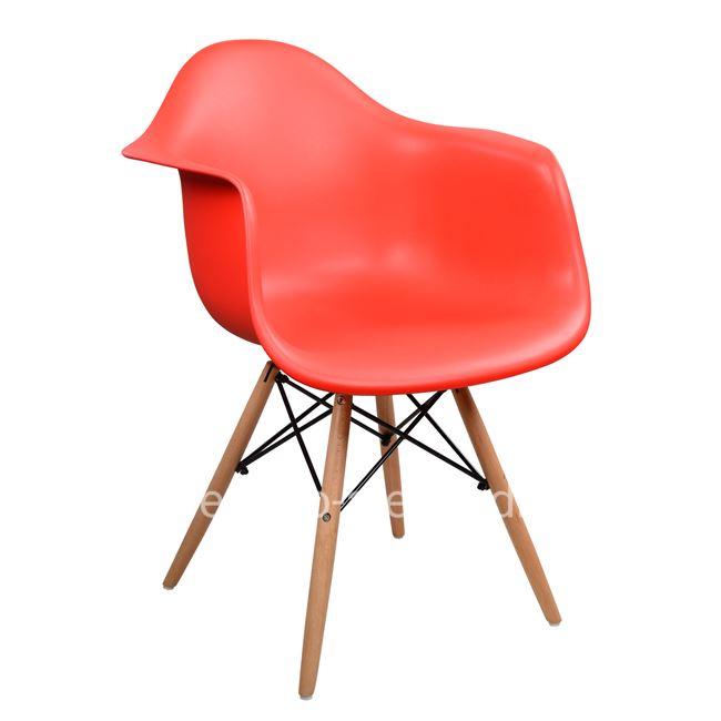 ARMCHAIR WITH WOODEN LEGS AND RED SEAT MIRTO 64X60X81 CM