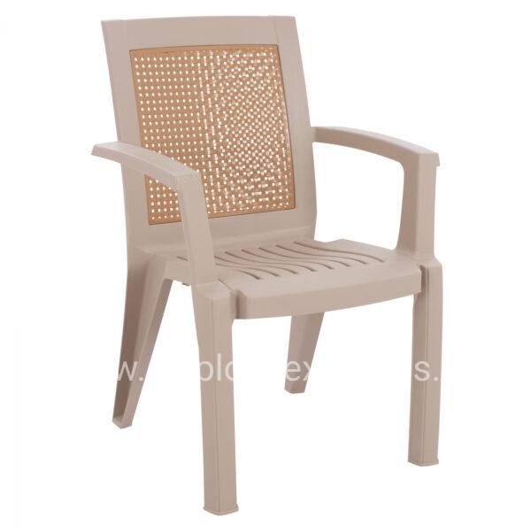 Armchair Polypropylene HM5594.02 in cappuccino color with drilled back 59x59x87cm